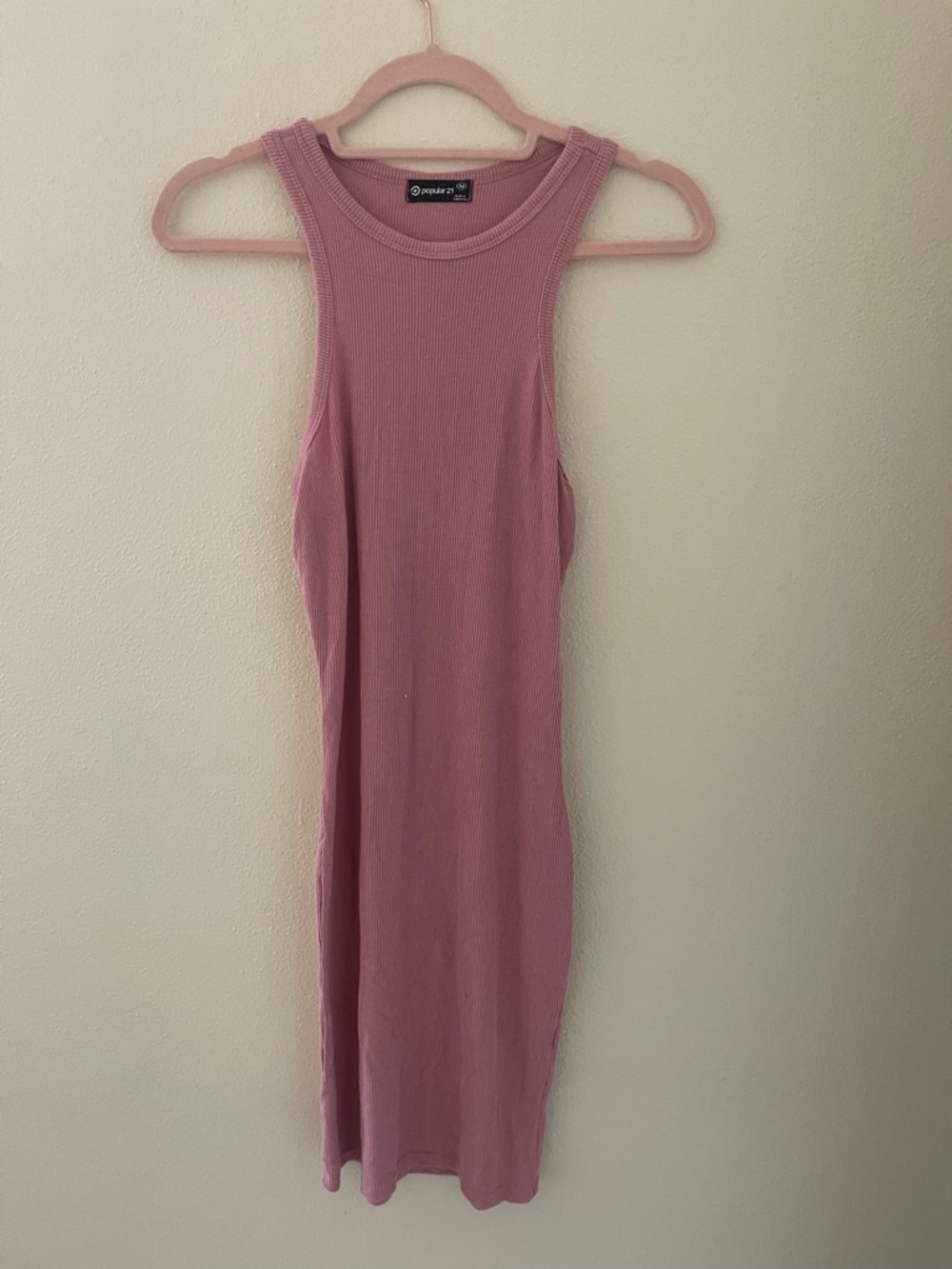 Pink Ribbed Tank Dress by Brandy Melville